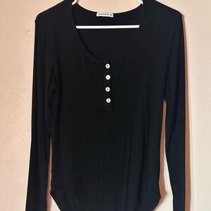 Mango Black Long Sleeve Bodysuit